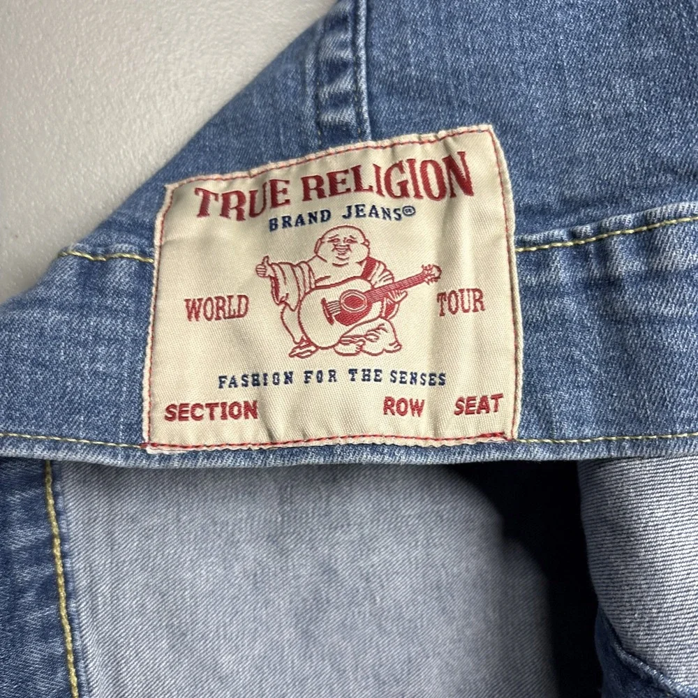 Men's Vintage True Religion Jimmy Trucker Blue Denim Jacket Size M